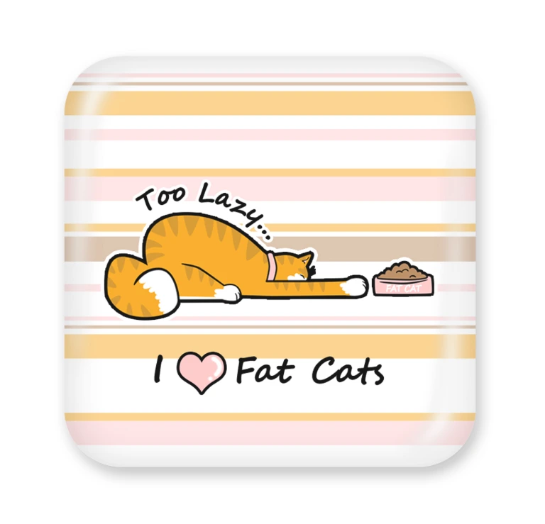 Fat Cat's Too Lazy 50mm Square Magnet