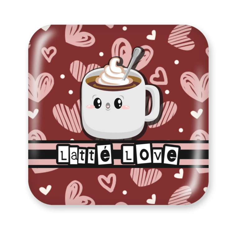 Latte Love 50mm Square Magnet